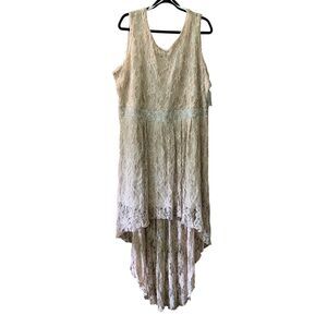 NWT Equis floral crocheted lace high low maxi dress